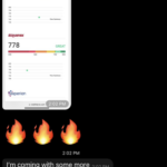 ext conversation celebrating a high credit score improvement with a CreditDyno app screenshot showing excellent TransUnion and Equifax scores, surrounded by enthusiastic fire emojis, demonstrating the success of effective credit repair services